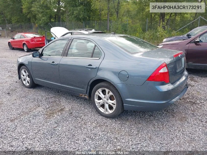 2012 Ford Fusion Se VIN: 3FAHP0HA3CR173291 Lot: 40170086