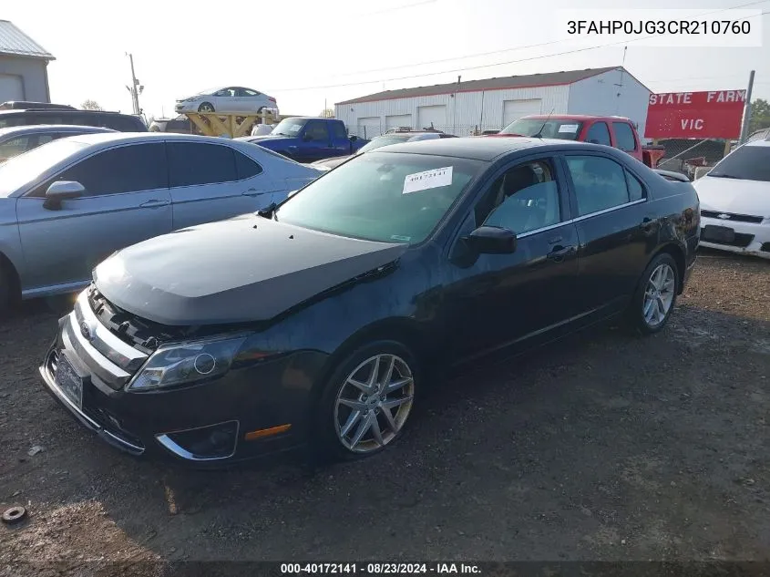 2012 Ford Fusion Sel VIN: 3FAHP0JG3CR210760 Lot: 40172141