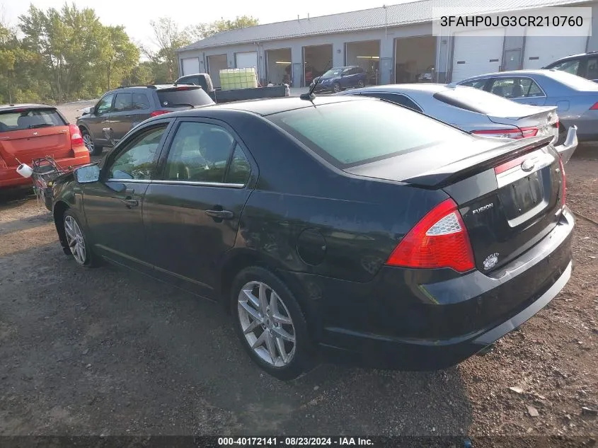 2012 Ford Fusion Sel VIN: 3FAHP0JG3CR210760 Lot: 40172141