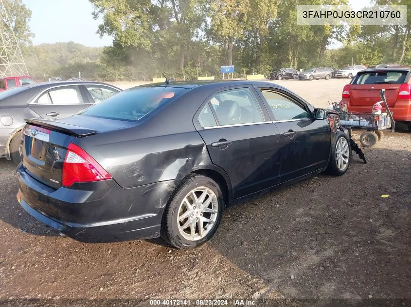 2012 Ford Fusion Sel VIN: 3FAHP0JG3CR210760 Lot: 40172141