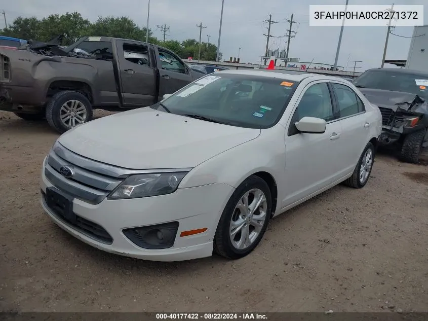 2012 Ford Fusion Se VIN: 3FAHP0HA0CR271372 Lot: 40177422