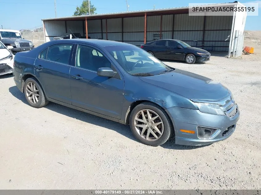 2012 Ford Fusion Sel VIN: 3FAHP0JA5CR355195 Lot: 40179149