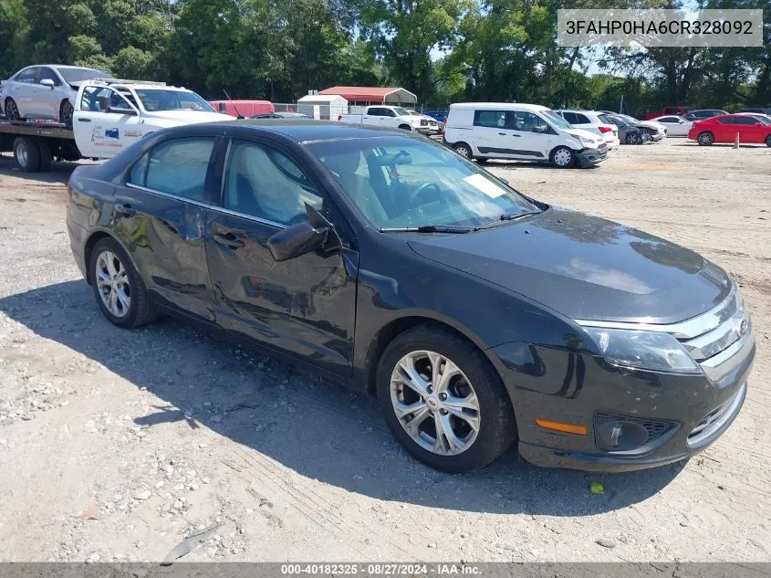 2012 Ford Fusion Se VIN: 3FAHP0HA6CR328092 Lot: 40182325