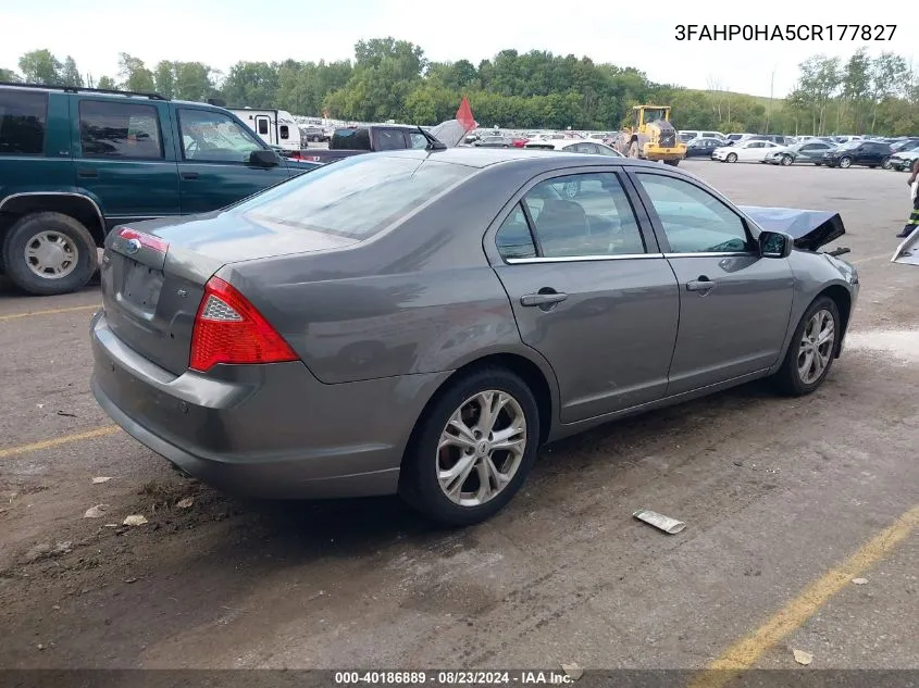 2012 Ford Fusion Se VIN: 3FAHP0HA5CR177827 Lot: 40186889