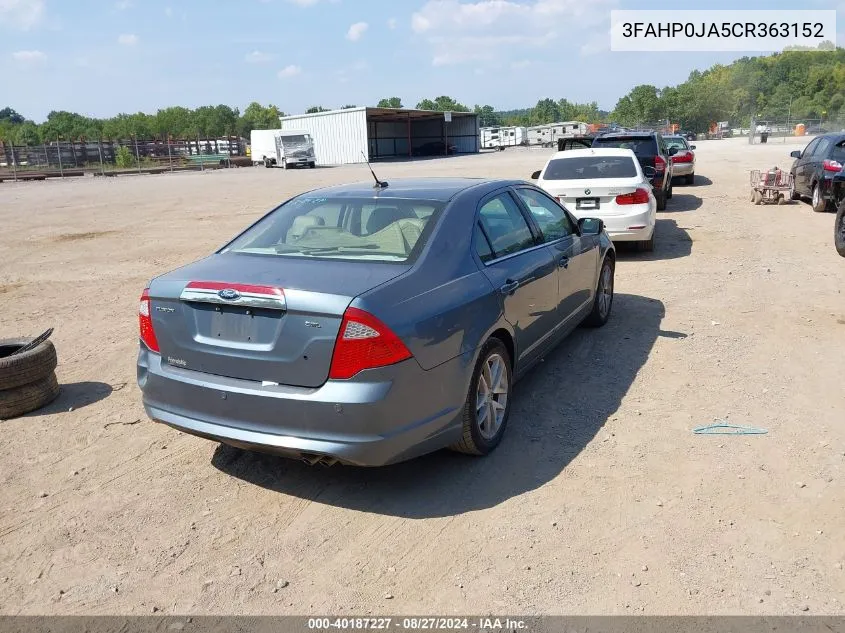 2012 Ford Fusion Sel VIN: 3FAHP0JA5CR363152 Lot: 40187227