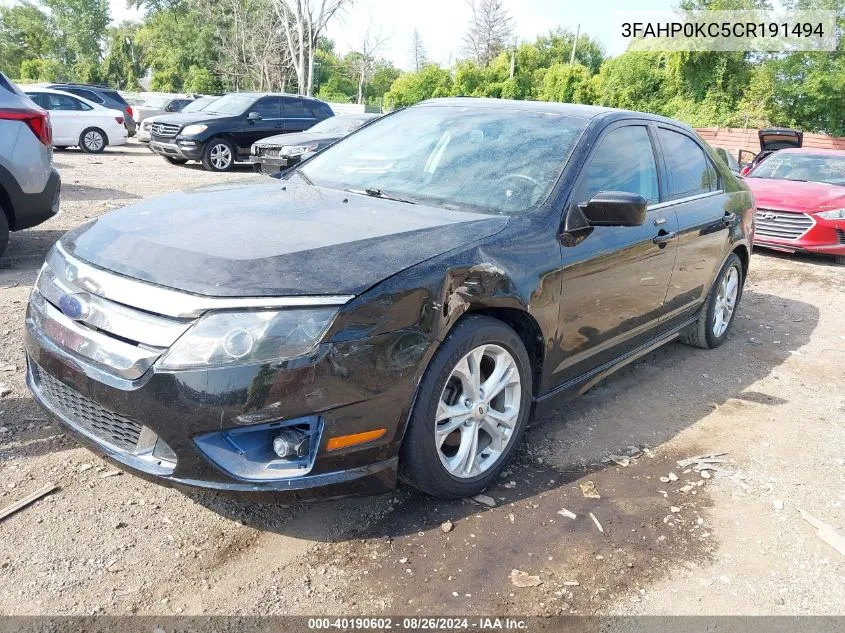 2012 Ford Fusion Sport VIN: 3FAHP0KC5CR191494 Lot: 40190602