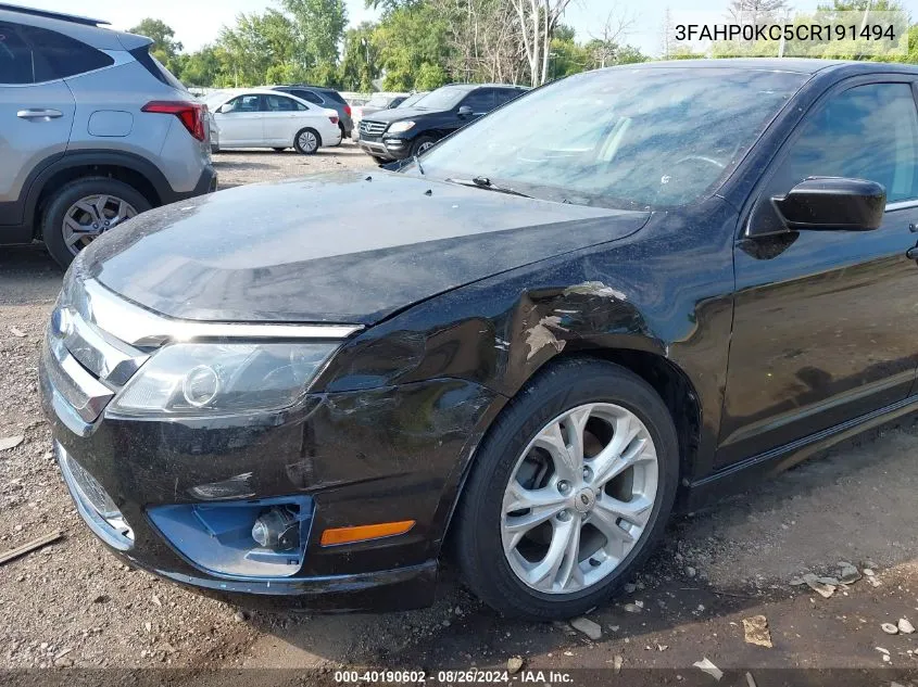 3FAHP0KC5CR191494 2012 Ford Fusion Sport