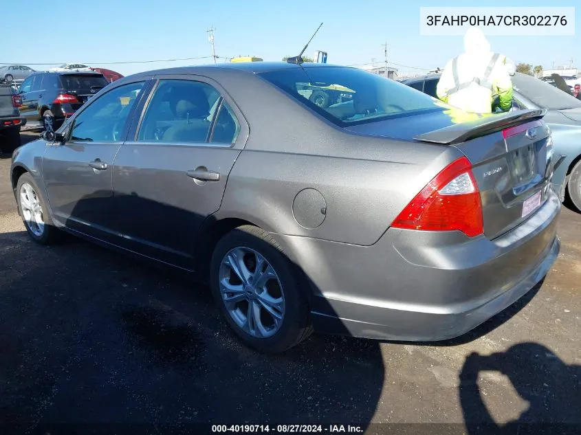 2012 Ford Fusion Se VIN: 3FAHP0HA7CR302276 Lot: 40190714