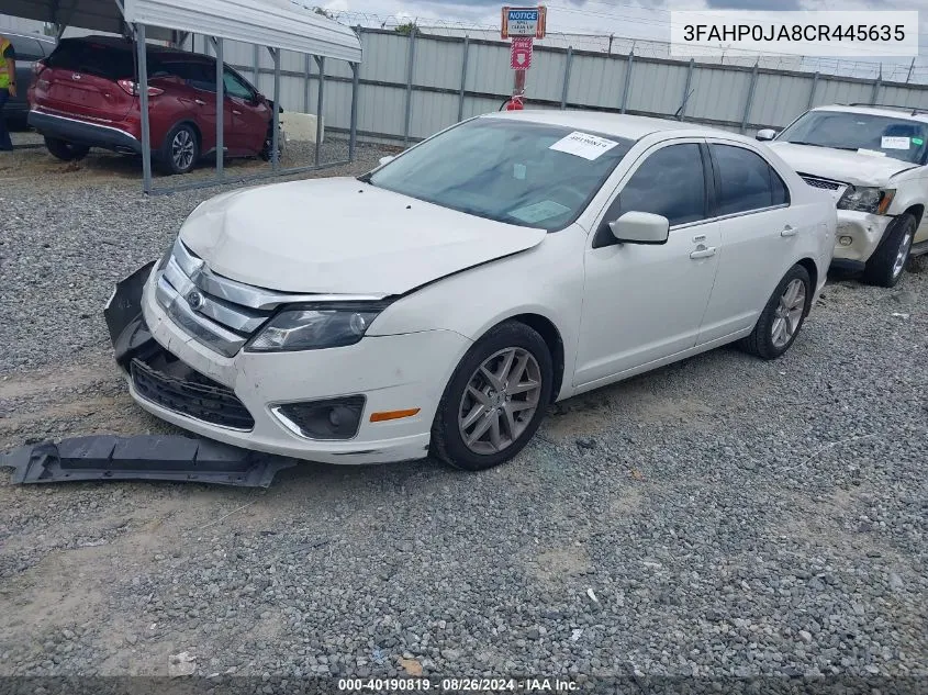 2012 Ford Fusion Sel VIN: 3FAHP0JA8CR445635 Lot: 40190819