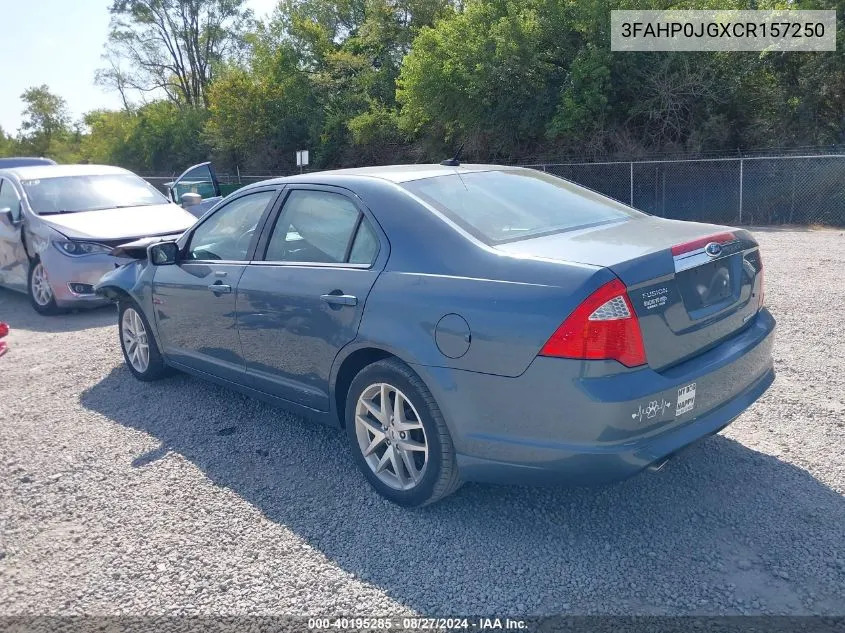 2012 Ford Fusion Sel VIN: 3FAHP0JGXCR157250 Lot: 40195285