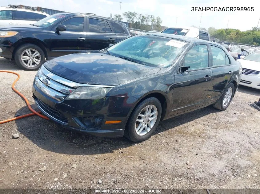 3FAHP0GA6CR298965 2012 Ford Fusion S