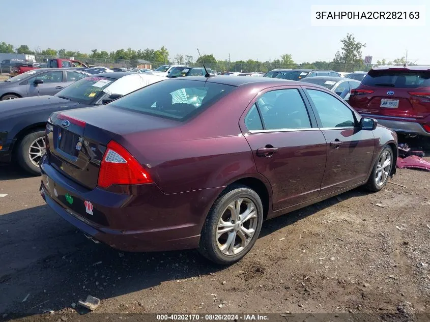 2012 Ford Fusion Se VIN: 3FAHP0HA2CR282163 Lot: 40202170