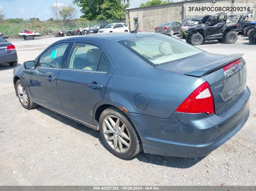 2012 Ford Fusion Sel VIN: 3FAHP0CG8CR209214 Lot: 40207352