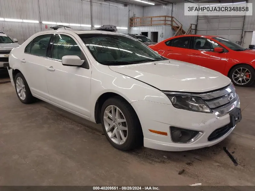 2012 Ford Fusion Sel VIN: 3FAHP0JA3CR348858 Lot: 40209551