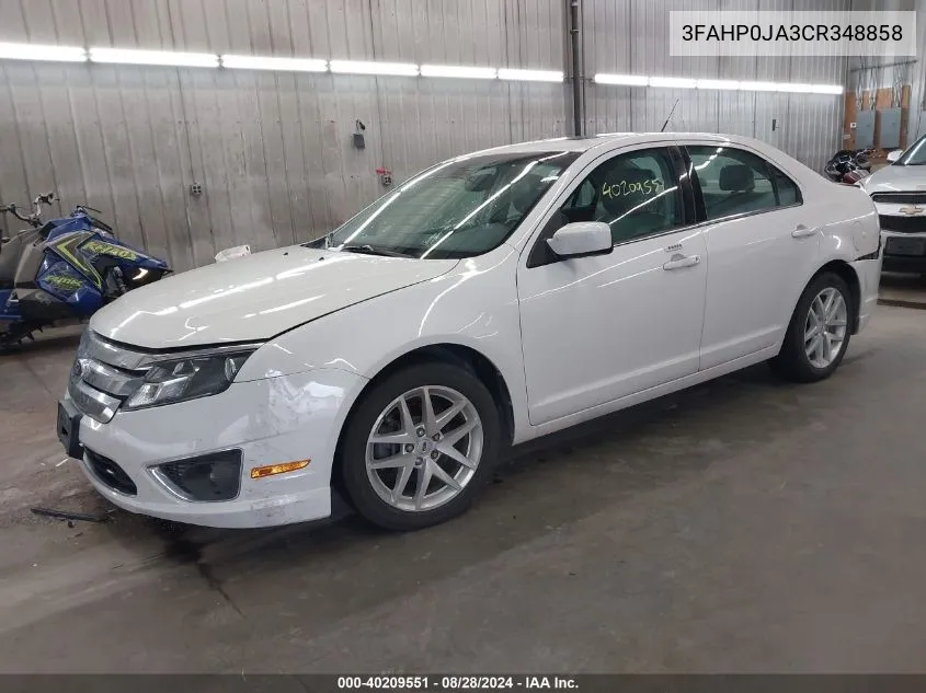 2012 Ford Fusion Sel VIN: 3FAHP0JA3CR348858 Lot: 40209551