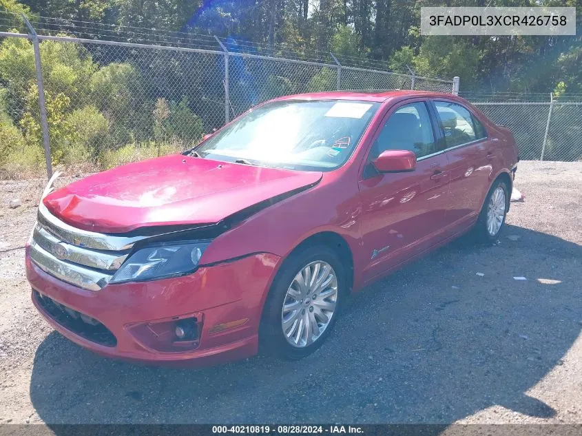 2012 Ford Fusion Hybrid VIN: 3FADP0L3XCR426758 Lot: 40210819