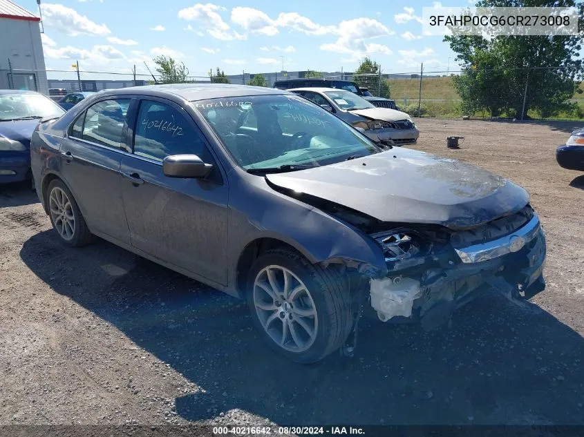 2012 Ford Fusion Sel VIN: 3FAHP0CG6CR273008 Lot: 40216642