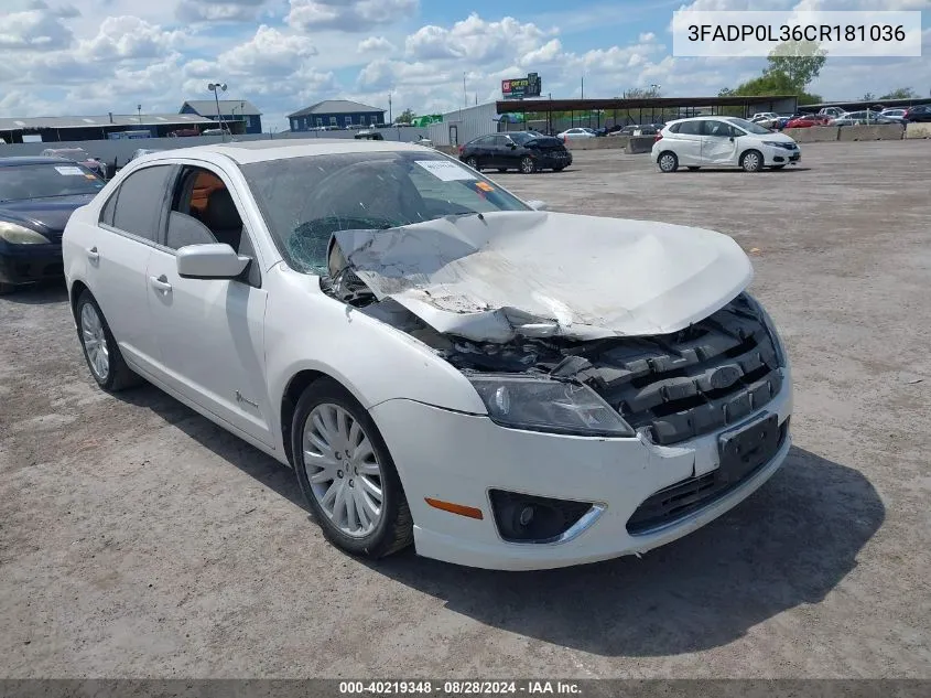 3FADP0L36CR181036 2012 Ford Fusion Hybrid