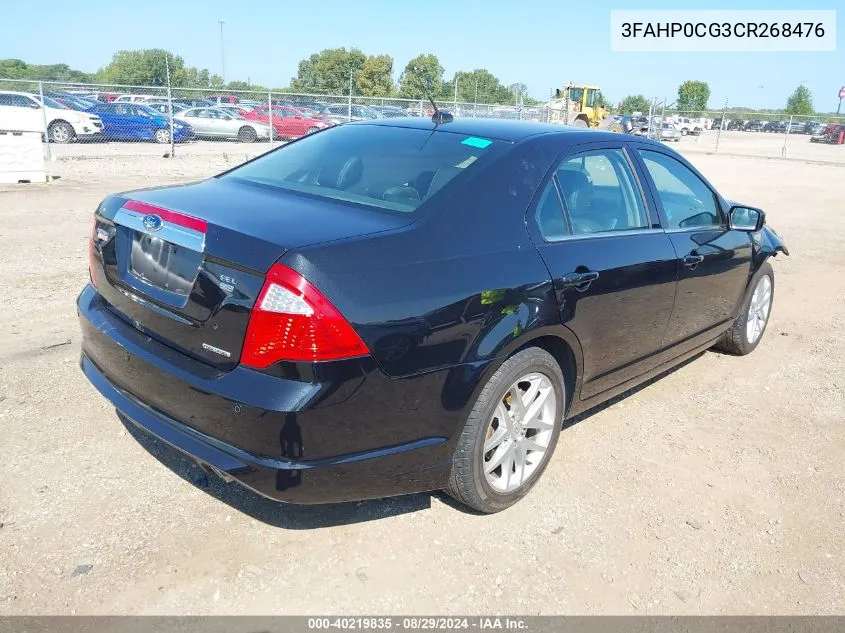 2012 Ford Fusion Sel VIN: 3FAHP0CG3CR268476 Lot: 40219835