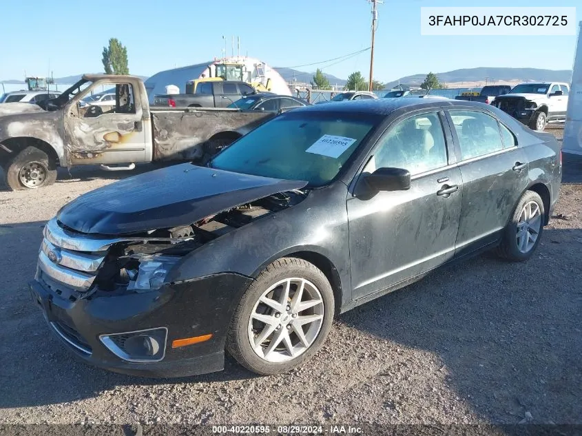 2012 Ford Fusion Sel VIN: 3FAHP0JA7CR302725 Lot: 40220595