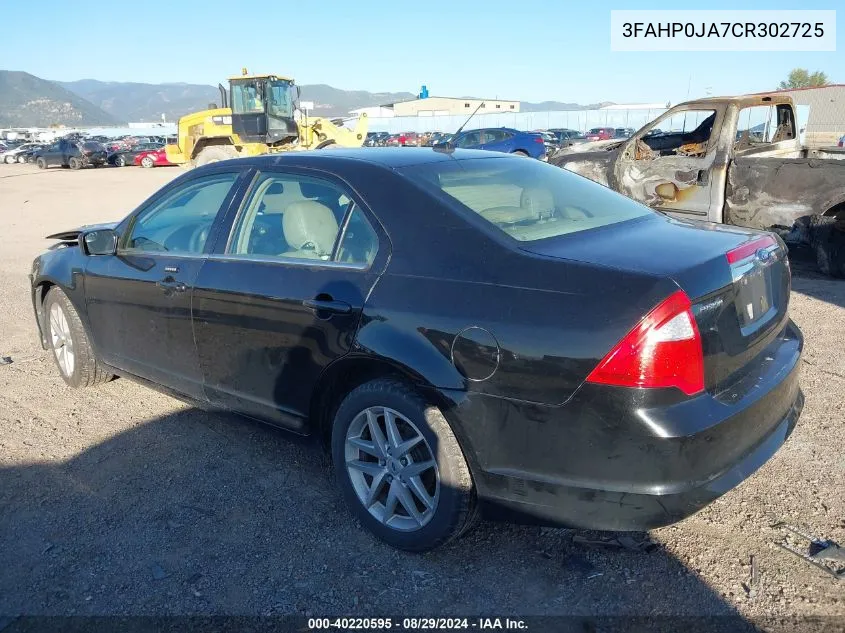 2012 Ford Fusion Sel VIN: 3FAHP0JA7CR302725 Lot: 40220595