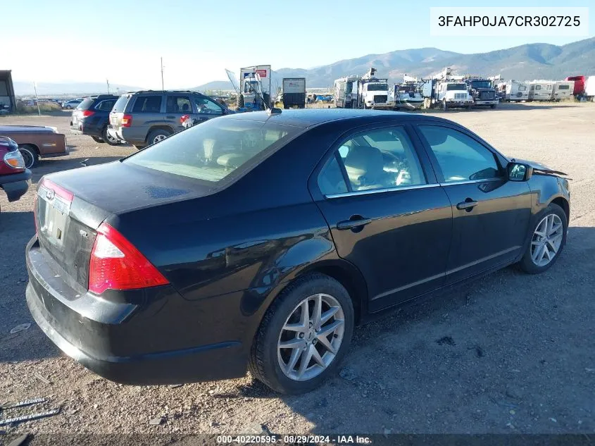 2012 Ford Fusion Sel VIN: 3FAHP0JA7CR302725 Lot: 40220595