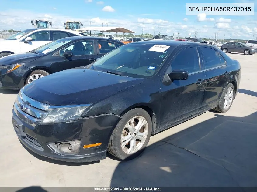 2012 Ford Fusion Se VIN: 3FAHP0HA5CR437045 Lot: 40222801