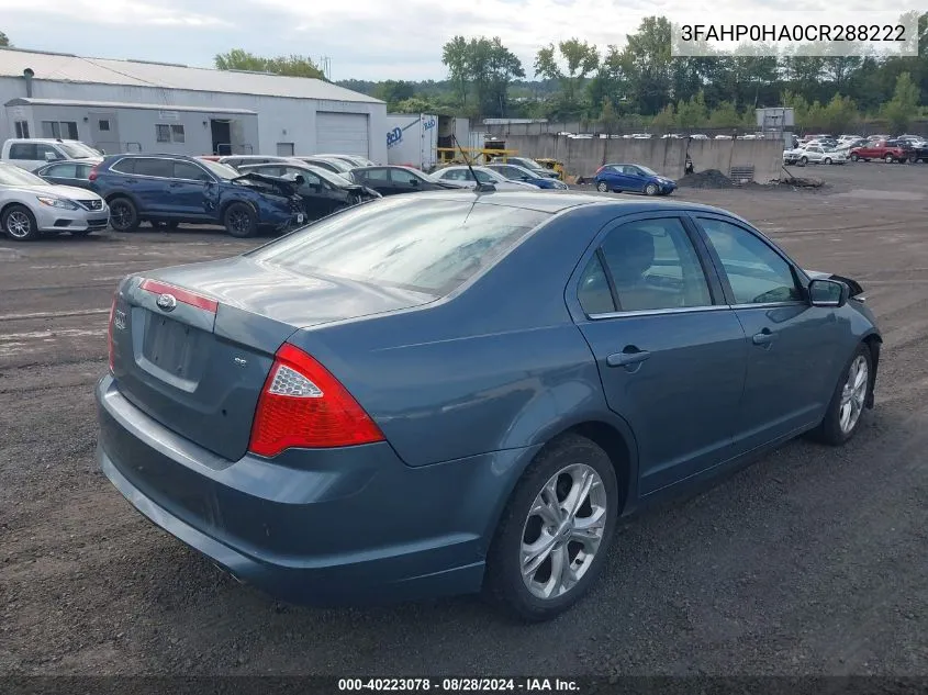 3FAHP0HA0CR288222 2012 Ford Fusion Se