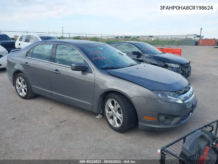 2012 Ford Fusion Se VIN: 3FAHP0HA8CR198624 Lot: 40224923