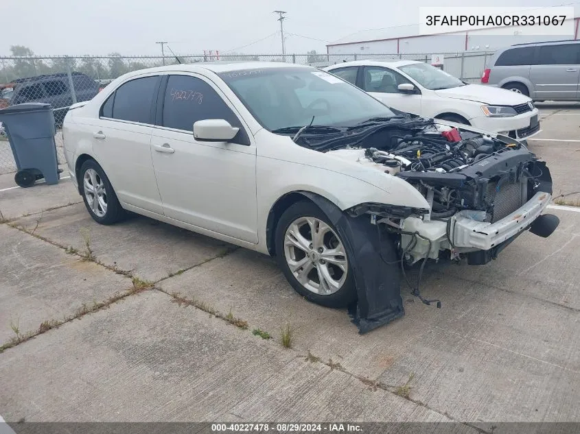 2012 Ford Fusion Se VIN: 3FAHP0HA0CR331067 Lot: 40227478