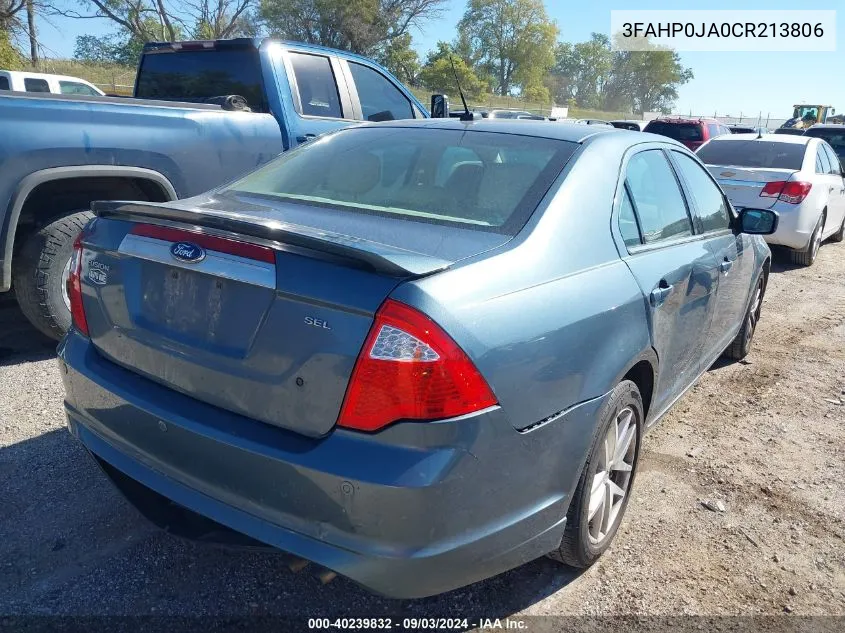 2012 Ford Fusion Sel VIN: 3FAHP0JA0CR213806 Lot: 40239832