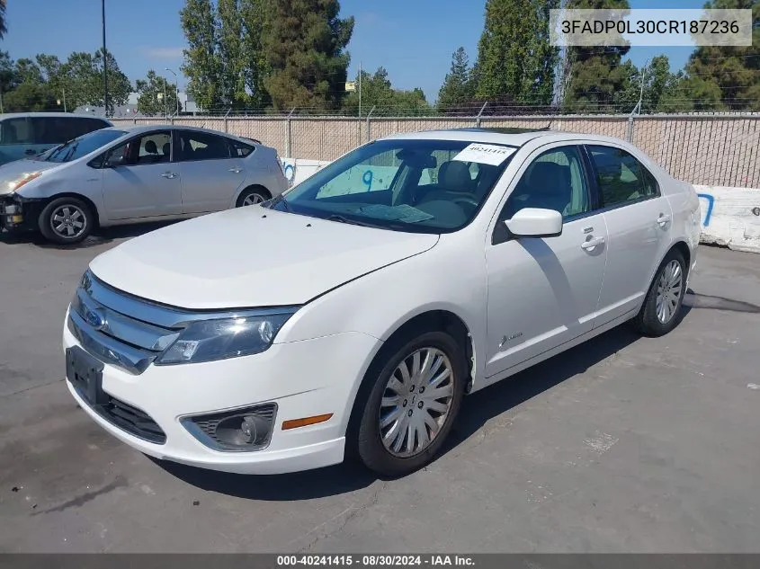 2012 Ford Fusion Hybrid VIN: 3FADP0L30CR187236 Lot: 40241415