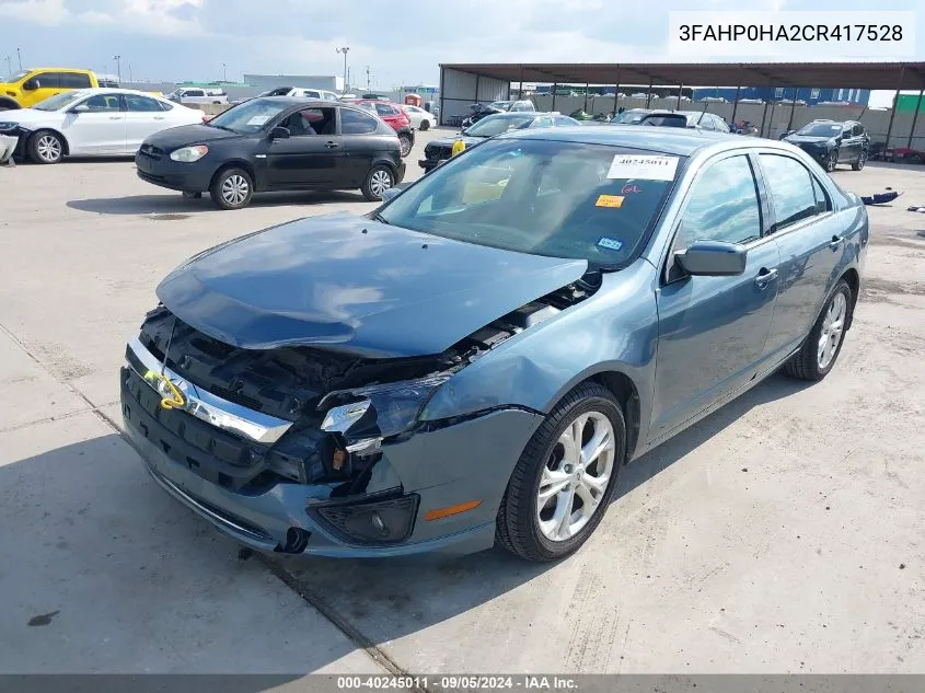 2012 Ford Fusion Se VIN: 3FAHP0HA2CR417528 Lot: 40245011