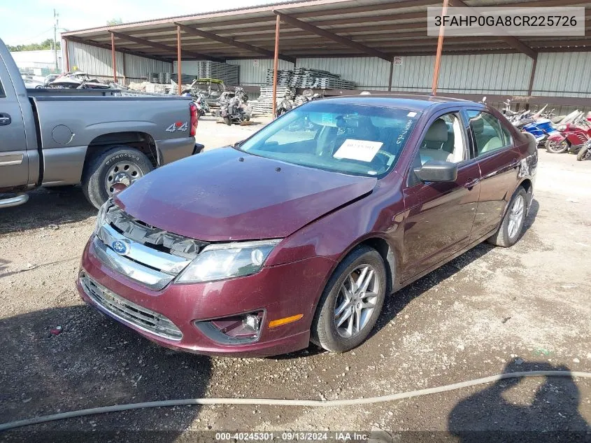 2012 Ford Fusion S VIN: 3FAHP0GA8CR225726 Lot: 40245301