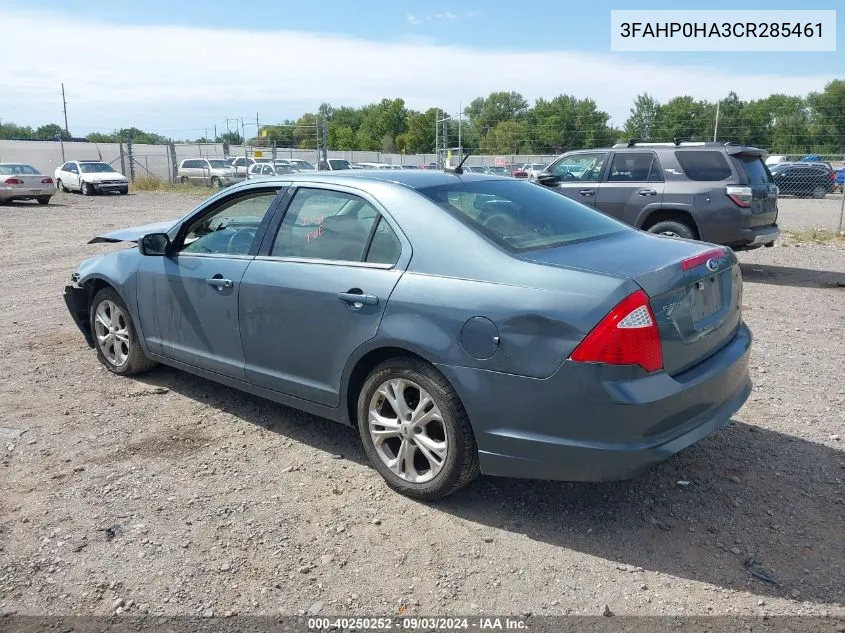 3FAHP0HA3CR285461 2012 Ford Fusion Se