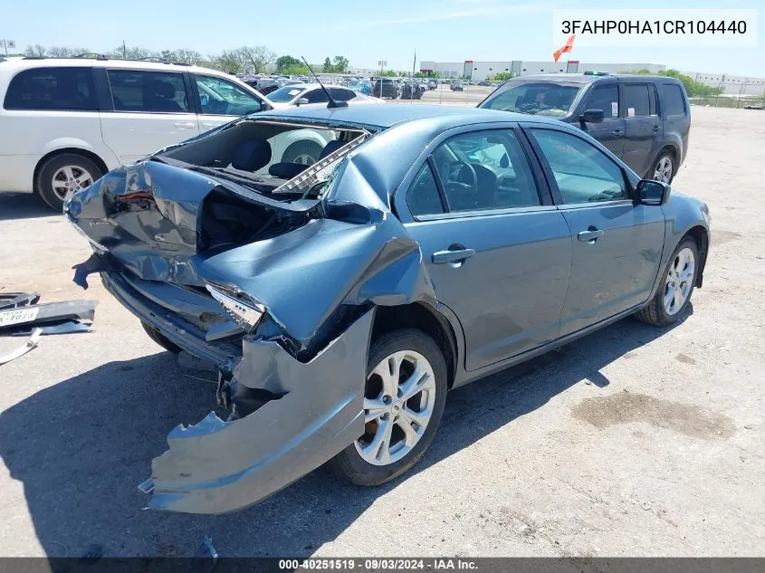 3FAHP0HA1CR104440 2012 Ford Fusion Se