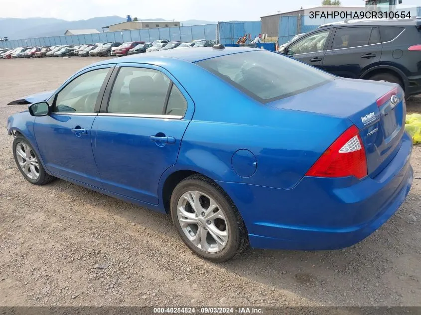 2012 Ford Fusion Se VIN: 3FAHP0HA9CR310654 Lot: 40254824