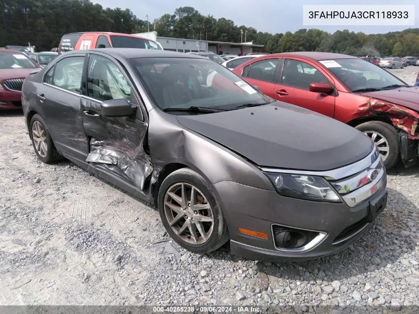 2012 Ford Fusion Sel VIN: 3FAHP0JA3CR118933 Lot: 40255238