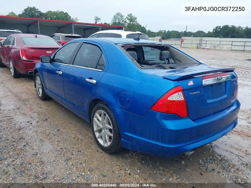 2012 Ford Fusion Sel VIN: 3FAHP0JG0CR372250 Lot: 40255440