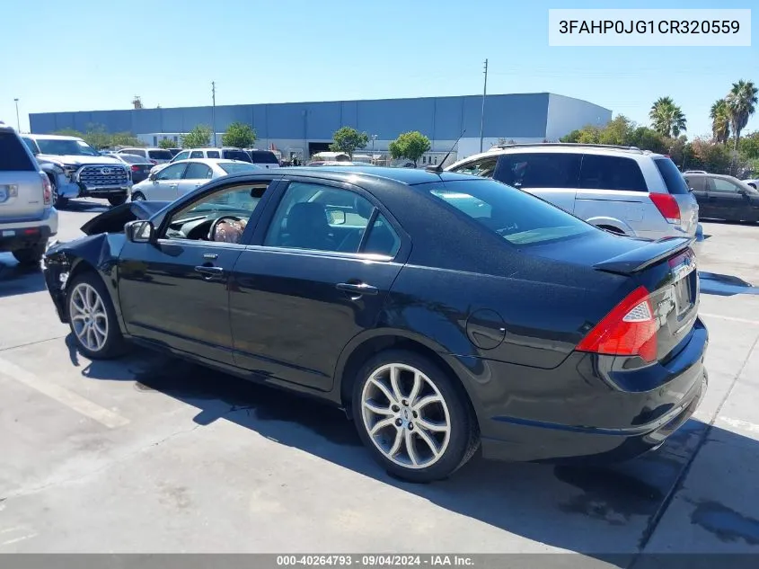 2012 Ford Fusion Sel VIN: 3FAHP0JG1CR320559 Lot: 40264793