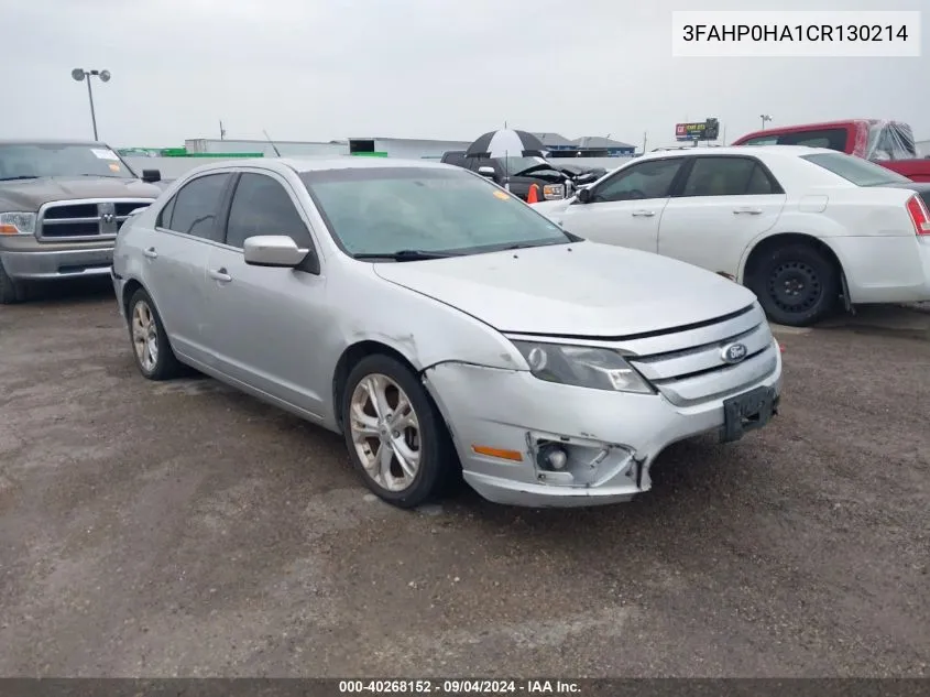 2012 Ford Fusion Se VIN: 3FAHP0HA1CR130214 Lot: 40268152