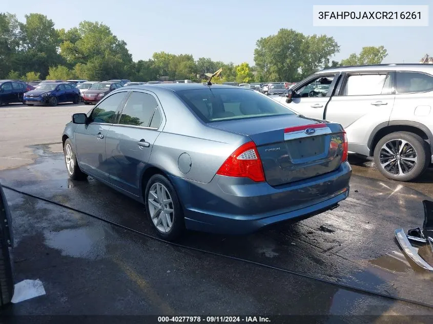 2012 Ford Fusion Sel VIN: 3FAHP0JAXCR216261 Lot: 40277978