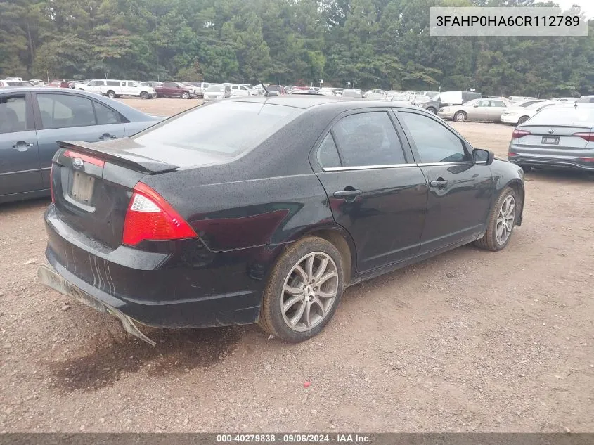 3FAHP0HA6CR112789 2012 Ford Fusion Se