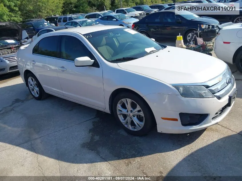 2012 Ford Fusion Se VIN: 3FAHP0HAXCR419091 Lot: 40281181