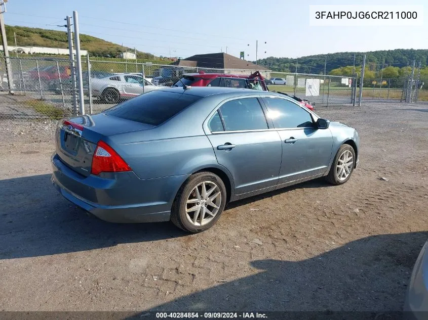 2012 Ford Fusion Sel VIN: 3FAHP0JG6CR211000 Lot: 40284854