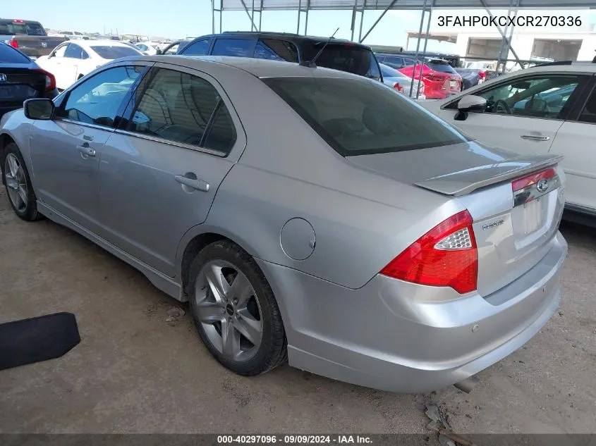 2012 Ford Fusion Sport VIN: 3FAHP0KCXCR270336 Lot: 40297096