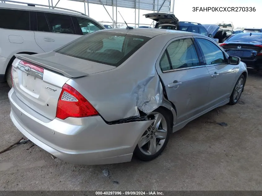 2012 Ford Fusion Sport VIN: 3FAHP0KCXCR270336 Lot: 40297096