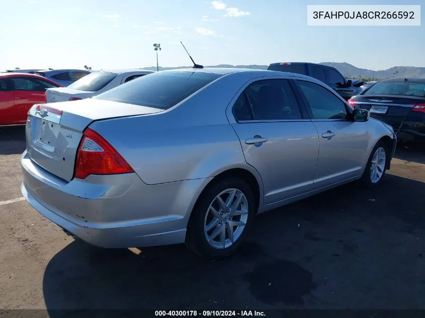 2012 Ford Fusion Sel VIN: 3FAHP0JA8CR266592 Lot: 40300178