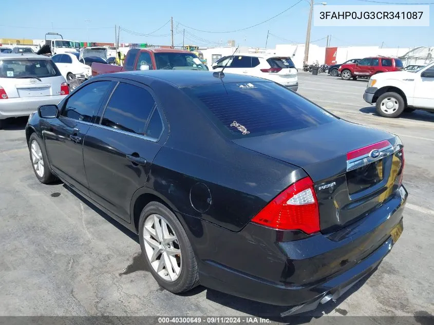 2012 Ford Fusion Sel VIN: 3FAHP0JG3CR341087 Lot: 40300649