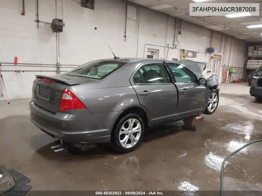 3FAHP0HA0CR387008 2012 Ford Fusion Se